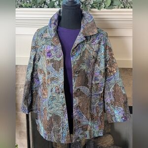 Chico's 2 Colorful Jacket and Purple Tee